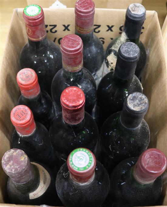 Twenty four assorted red wines including two half bottles of Chateau Rausan-Segla, Margaux, 1984,